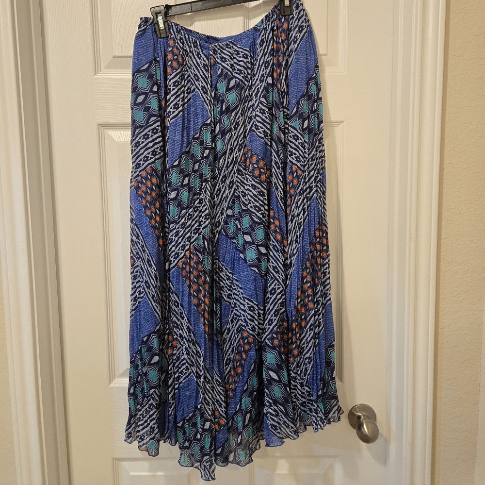 Ruby Rd. Blue and Orange Patterned Maxi Skirt - image 2